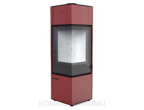 DEFRO HOME QUADROOM LONG Czerwony kominek piec wolnostojący 9 kW