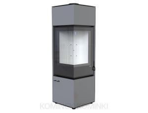 DEFRO HOME QUADROOM LONG Szary kominek piec wolnostojący 9 kW