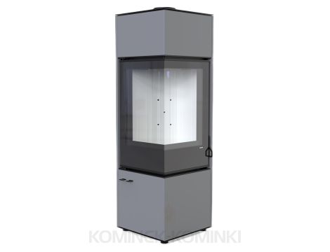 DEFRO HOME QUADROOM LONG Szary kominek piec wolnostojący 9 kW