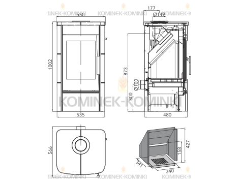 HAAS SOHN ALYTUS piec wolnostojący kaflowy 8,1 kW | Czarny / Kafle: Białe - 5
