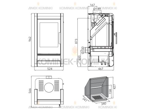 HAAS SOHN AVESTA piec wolnostojący 8,1 kW | Czarny / Kamień: Piaskowiec - 4