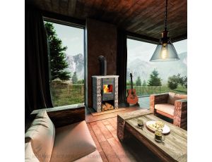 HAAS SOHN CICMANY piec wolnostojący kaflowy 6,4 kW | Kość Słoniowa Brązowe - image 2