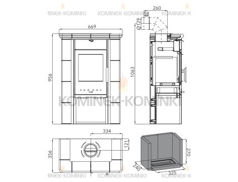 HAAS SOHN CICMANY piec wolnostojący kaflowy 6,4 kW | Kość Słoniowa Brązowe - 8