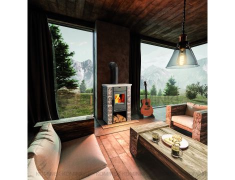 HAAS SOHN CICMANY piec wolnostojący kaflowy 6,4 kW | Kość Słoniowa Brązowe - 2