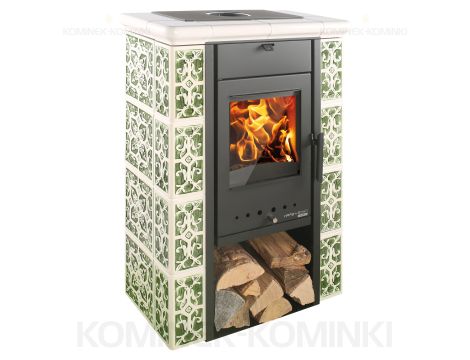 HAAS SOHN CICMANY piec wolnostojący kaflowy 6,4 kW | Kość Słoniowa Oliwkowe - 2