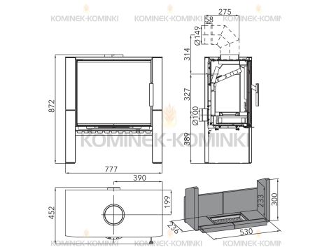 HAAS SOHN DALE piec wolnostojący 8,2 kW | Czarny / Płytki: Rdzawa Patyna - 5