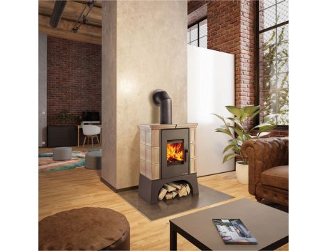 HAAS SOHN EBOLI AL II piec wolnostojący pł. wodnym 12 kW | Biały / Brązowy - 4