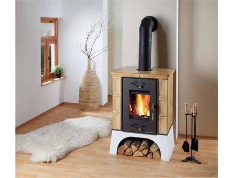 HAAS SOHN EBOLI AL II piec wolnostojący pł. wodnym 12 kW | Biały / Tytoń - 2