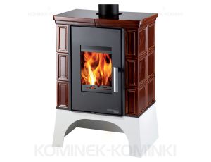 HAAS SOHN EBOLI piec wolnostojący kaflowy 8,4 kW | Biały / Kafle: Brązowe