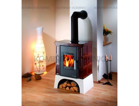 HAAS SOHN EBOLI piec wolnostojący kaflowy 8,4 kW | Biały / Kafle: Brązowe - 2