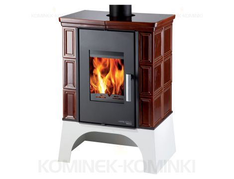 HAAS SOHN EBOLI piec wolnostojący kaflowy 8,4 kW | Biały / Kafle: Brązowe