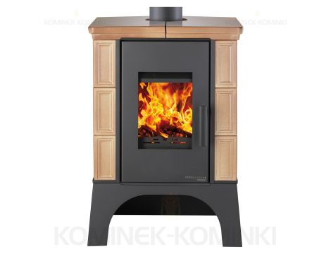 HAAS SOHN EBOLI piec wolnostojący kaflowy 8,4 kW | Biały / Kafle: Tytoniowe - 7