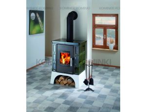 HAAS SOHN EBOLI piec wolnostojący kaflowy 8,4 kW | Biały / Kafle: Zielone - image 2