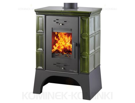 HAAS SOHN EBOLI piec wolnostojący kaflowy 8,4 kW | Biały / Kafle: Zielone - 6