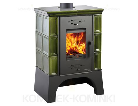 HAAS SOHN EBOLI piec wolnostojący kaflowy 8,4 kW | Biały / Kafle: Zielone - 4