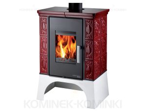 HAAS SOHN EMPOLI piec wolnostojący kaflowy 8,4 kW | Biały / Kafle: Bordowe