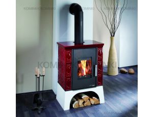 HAAS SOHN EMPOLI piec wolnostojący kaflowy 8,4 kW | Biały / Kafle: Bordowe - image 2