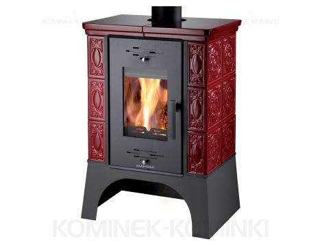 HAAS SOHN EMPOLI piec wolnostojący kaflowy 8,4 kW | Biały / Kafle: Bordowe - 2