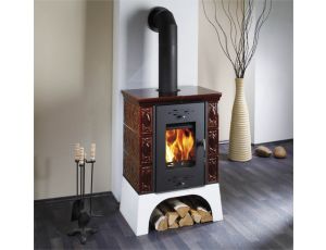 HAAS SOHN EMPOLI piec wolnostojący kaflowy 8,4 kW | Biały / Kafle: Brązowe - image 2