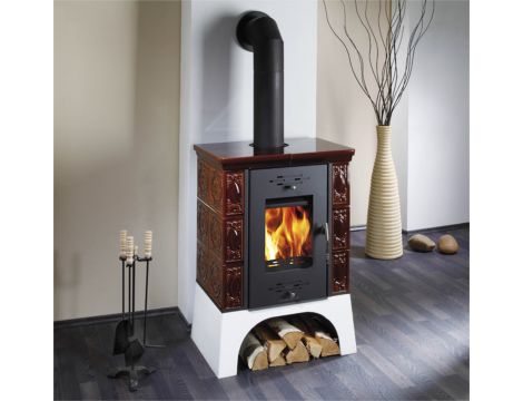 HAAS SOHN EMPOLI piec wolnostojący kaflowy 8,4 kW | Biały / Kafle: Brązowe - 2