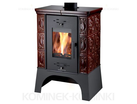 HAAS SOHN EMPOLI piec wolnostojący kaflowy 8,4 kW | Biały / Kafle: Brązowe - 2