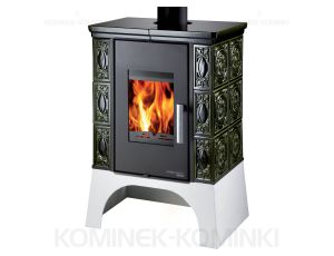 HAAS SOHN EMPOLI piec wolnostojący kaflowy 8,4 kW | Biały / Kafle: Zielone