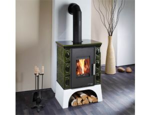 HAAS SOHN EMPOLI piec wolnostojący kaflowy 8,4 kW | Biały / Kafle: Zielone - image 2