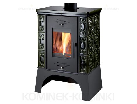 HAAS SOHN EMPOLI piec wolnostojący kaflowy 8,4 kW | Biały / Kafle: Zielone