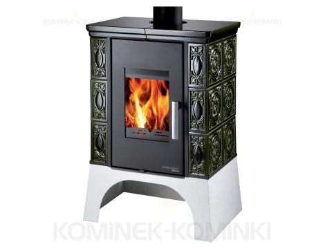 HAAS SOHN EMPOLI piec wolnostojący kaflowy 8,4 kW | Biały / Kafle: Zielone - 2