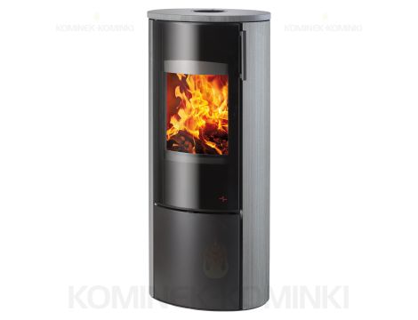 HAAS SOHN EPIC piec wolnostojący 6,7 kW | Czarny / Kamień: Piaskowiec Szary