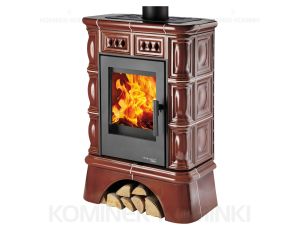 HAAS SOHN FARO piec wolnostojący kaflowy 6,3 kW | Czarny / Kafle: Brązowe