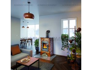 HAAS SOHN FARO piec wolnostojący kaflowy 6,3 kW | Czarny / Kafle: Kość Słon - image 2