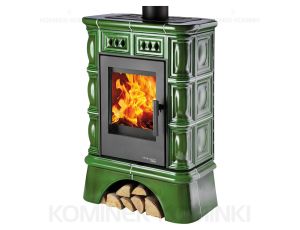 HAAS SOHN FARO piec wolnostojący kaflowy 6,3 kW | Czarny / Kafle: Zielone