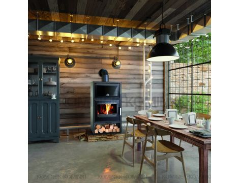 HAAS SOHN JONSBO piec wolnostojący 8,2 kW | Czarny / Kafle: Kość Słoniowa - 6