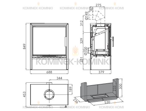 HAAS SOHN JONSBO piec wolnostojący 8,2 kW | Czarny / Kamień: Piaskowiec - 4