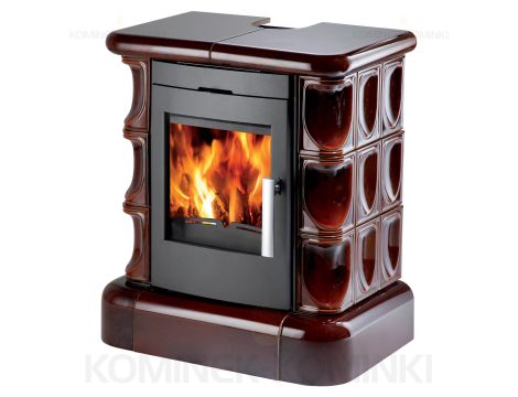 HAAS SOHN MANTA piec wolnostojący kaflowy 7,2 kW | Czarny / Kafle: Brązowe