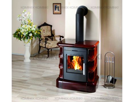 HAAS SOHN MANTA piec wolnostojący kaflowy 7,2 kW | Czarny / Kafle: Brązowe - 2