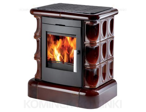 HAAS SOHN MANTA piec wolnostojący kaflowy 7,2 kW | Czarny / Kafle: Brązowe - 2