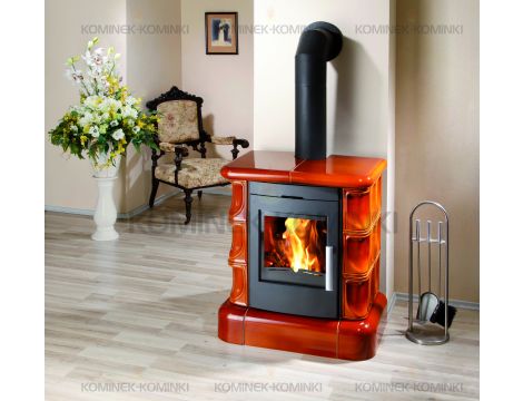 HAAS SOHN MANTA piec wolnostojący kaflowy 7,2 kW | Czarny / Kafle: Miodowe - 2