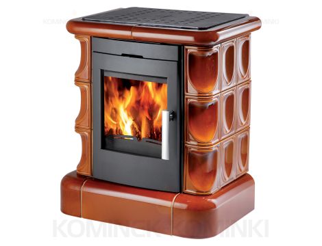 HAAS SOHN MANTA piec wolnostojący kaflowy 7,2 kW | Czarny / Kafle: Miodowe - 2