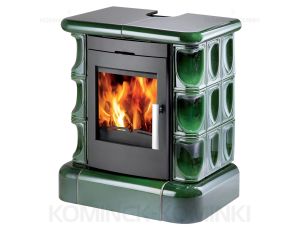 HAAS SOHN MANTA piec wolnostojący kaflowy 7,2 kW | Czarny / Kafle: Zielone