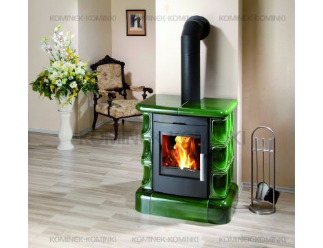 HAAS SOHN MANTA piec wolnostojący kaflowy 7,2 kW | Czarny / Kafle: Zielone - 2