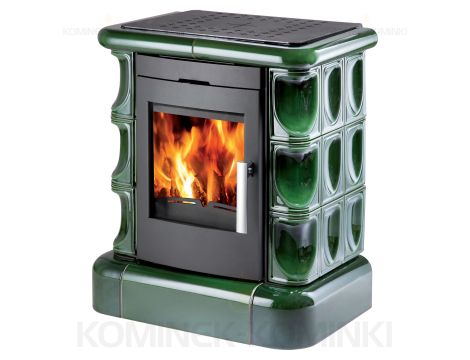 HAAS SOHN MANTA piec wolnostojący kaflowy 7,2 kW | Czarny / Kafle: Zielone - 2