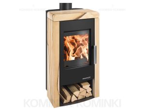 HAAS SOHN PINEROLO piec wolnostojący 6,4 kW | Czarny / Kamień: Piaskowiec