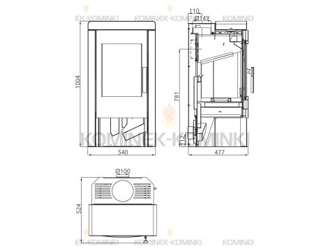 HAAS SOHN PINEROLO piec wolnostojący 6,4 kW | Czarny / Kamień: Steatyt - 6
