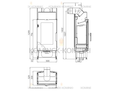 HAAS SOHN PINUS AL wkład kominkowy pionowy 8,8 kW | Czarny - 3