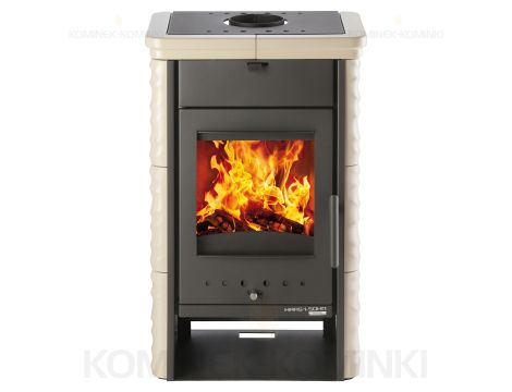HAAS SOHN SARA piec wolnostojący kaflowy 6,4 kW | Czarny / Kafle: Capuccino - 2