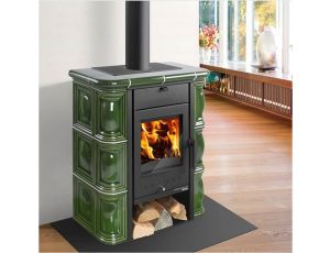 HAAS SOHN TREVISO MINI piec wolnostojący kaflowy 6,4 kW | Kafle: Zielone - image 2