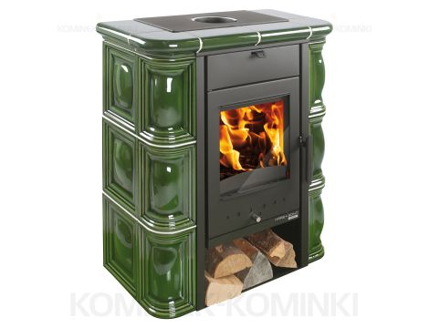 HAAS SOHN TREVISO MINI piec wolnostojący kaflowy 6,4 kW | Kafle: Zielone - 2