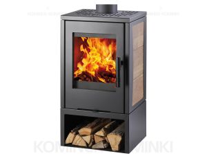 HAAS SOHN VENTO piec wolnostojący 6,3 kW | Czarny / Płytki: Drewnopodobne